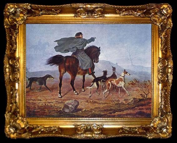 framed  Franz Kruger Riding to the Hunt, ta009-2